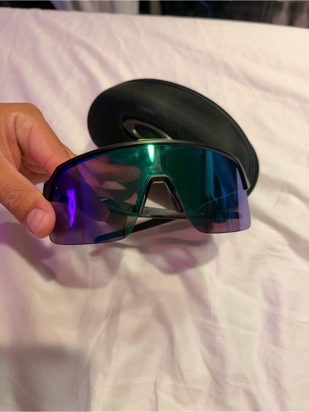 Oakley Sutro Mirrored Sport Shield Sunglasses - Green/Purple Lens
